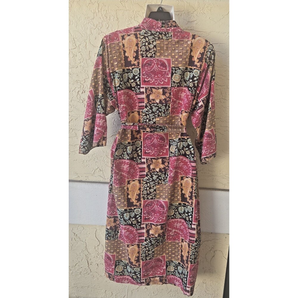 VINTAGE Sophia Morgan WIOR Patchwork Kimono Robe 70S 80S 90S Lounge Cotton Boho - Picture 2 of 14